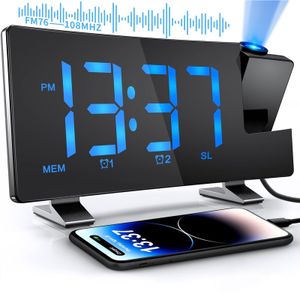Projektionswecker Projektions Radio Wecker digital - Dimmer – Snooze – 15 Radiospeicher