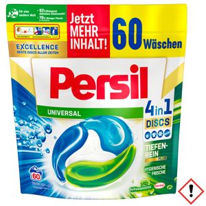 Persil Universal 4in1 DISCS (60 Waschladungen), Vollwaschmittel mit Tiefenrein-Plus Technologie bekämpft hartnäckige Flecken, 92 % biologisch abbaubare Inhaltsstoffe*