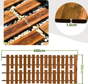 Floranica Gartenweg aus Holz 50 cm x 6 m Braun Rollweg Ausrollbarer Gehweg Gartentritte Holzweg aus Lärche rutschfeste Oberfläche