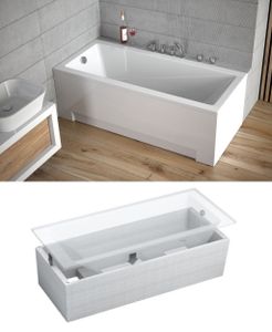 BADLAND Badewanne Rechteck Modern 160x70 mit Ablaufgarnitur, Füßen und Wannenträger GRATIS