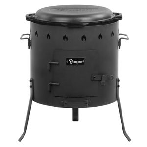 BBQ-Toro Gusseisen Kazan 19L mit Kazan Ofen Ø 45 cm, Gusstopf mit Deckel, Gulaschkessel, Feuerkessel