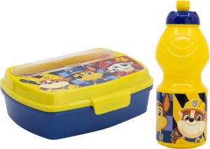 Paw Patrol Chase Rubble 4 tlg Kinder Set Brotdose Besteck Trinkflasche 400 ml