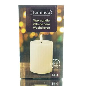 Lumineo LED Wachskerze Cream cremeweiß Ø 7 cm Höhe 11,2 cm warmweiß Indoor