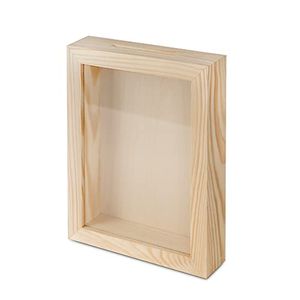 Spardose Holzspardose zum Basteln und Dekorieren Geldgeschenk Sparbüchse Holz-Rahmen mit Sichtfenster,Bilderrahmen zum Befüllen (Rechteck-sentkrecht)