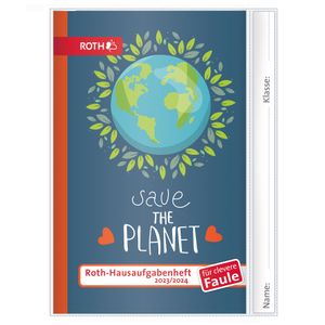 Hausaufgabenheft Safe the Planet - A5 mit Clevere Faule System, Kalendarium 2023/2024