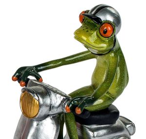 Formano lustige Frösche Figur Frosch auf Roller silber Poly 16 cm