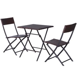 Outsunny bistro set polyrattan 3-dielna sedacia skupina jedálenská súprava záhradný nábytok set