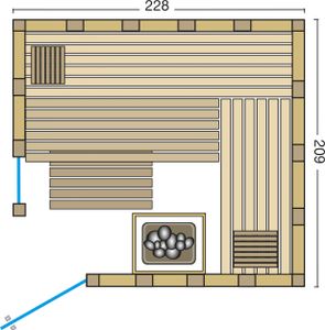 Infraworld Urban 228 Ecke Saunakabine Massivholzsauna aus Fichte 228x209x200 cm