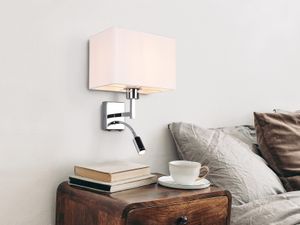 Wand-Leuchte Stoff Weiß mit LED Leselampe für Bett - Nachttischlampe & Bettlampe