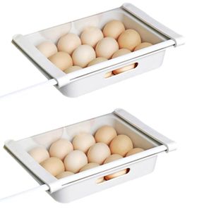2er Pack Eierbehälter für Kühlschrank Eierablage Kühlschrank Organizer für 12 Eier 26x18x5cm Zusatz Eiereinsatz Schublade für den Kühlschrank Obst Aufbewahrungsbox Kühlfach Auszugsschale transparent