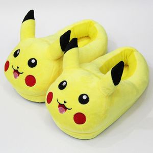 Herren Damen Anime Pokémon Plüsch Hausschuhe Pikachu Baumwoll Hausschuhe Paare Warm Slippers Roter Mund Gelb Gr.35-42