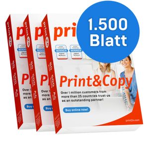 print24 Druckerpapier Kopierpapier 1500 Blatt 3 x 500 A4 80g Premium Weiß  PEFC