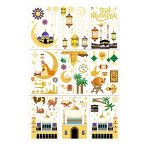 9 x Ramadan Fensteraufkleber, islamische Aufkleber, Eid Mubarak, Wandaufkleber, Mond Stern Aufkleber für Dekoration