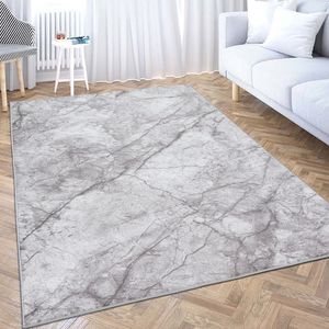 Faszinierender marmorierter Kurzflor Teppich in Elegantem Grau Größe - 120 x 170 cm