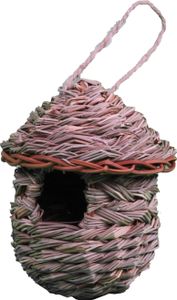 Dehner Natura Premium Wildvogel Nestbeutel Alvar, Nistbeutel / Vogelhaus für Wildvögel, Einflugloch Ø 4 cm, Ø 14 cm, Höhe 15 cm, Borstgras