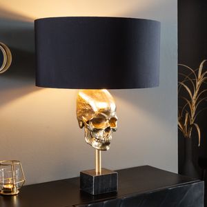 Extravagante Tischlampe SKULL 56cm schwarz gold Metall Totenkopf Skulptur Leuchte