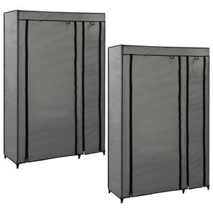 vidaXL Faltschränke 2 Stk. Grau 110x45x175 cm Stoff - Stoffschrank - Faltschrank - Stoff Kleiderschrank - Stoffschränke