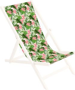 Ersatz-Stoffbezug 131x44 cm Wechselbarer Liegestuhl Stoffbezug 100% Polyester für Holz-Liegestuhl Klappliegestuhl Motiv Palm Hell [119]