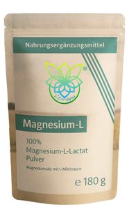 VITARAGNA® Magnesium L-Lactat Pulver, Magnesiumsalz mit L-Milchsäure, 180 g vollständig umgesetztes Magnesium als leicht lösliches Magnesiumlactat