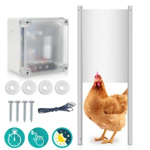 SWANEW Automatische Hühnertür Hühnerklappe Wasserdichte Türöffner für sichere Hühnerhaltung Schieber 22x32cm Lichtsensor Timer