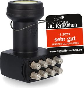 Zehnder Octo LNB Sun Protect | BX 3008 - 8 Teilnehmer mit Sun Protect UV Schutz und Wetterschutzkappe zum herausziehen - 40mm Feed - 4K Ultra HD - Satellite LNB - Digital - 8Fach - 4G 5G LTE Abschirmung