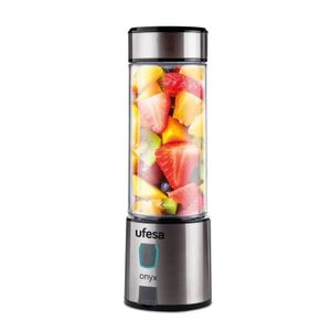Ufesa Sport Blender USB BS2400 ONYX Standmixer, Edelstahlgehäuse, 0,4 l Behälter, Becher mit Trinkdeckel Ufesa Sport Blender USB BS2400 ONYX Standmixer, Edelstahlgehäuse, 0,4 l Behälter, Becher mit Trinkdeckel