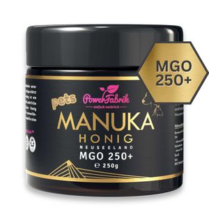Manuka Honig für Tiere | MGO 250+ | 250g | HALAL | Das ORIGINAL aus NEUSEELAND | Manuka Pets | PUR, ROH & | 100% natürlich | PowerFabrik