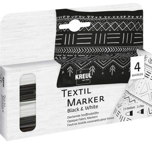 KREUL Textilmarker OPAK Black & White 4er-Set Rundspitze