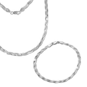 SilberDream Armband und Halskette Damen 925er Silber Schmuck-Set Zopf D2SDS2201C