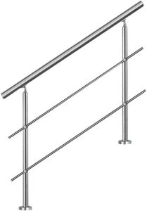 NAIZY Edelstahl Handlauf Geländer mit 2 Pfosten für Brüstung Treppen Balkon (150 cm, 2 Querstreben)
