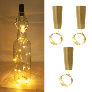 ToCi LED-Flaschenlicht 3er-Set Lichterkette mit Korken | Kupferdraht-Lichterkette mit Batterie für Weihnachten | Flaschenlichterkette 8 LEDs LED-Beleuchtung