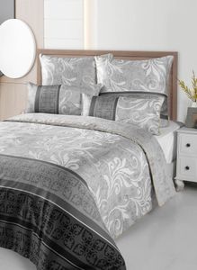 Bettwäsche Set aus 100% Baumwolle Mako Satin | 1x Bettbezug 135x200cm, 1x Kissenbezug 80x80cm | Saum und Reißverschluss goldfarben | Vena Grey Bettwäsche Set aus 100% Baumwolle Mako Satin | 1x Bettbezug 135x200cm, 1x Kissenbezug 80x80cm | Saum und Reißverschluss goldfarben | Vena Grey