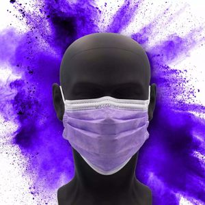 Farbige OP-Maske, lila, Typ IIR, 3-Lagig, latexfrei, 50 Stück, Einwegmaske, Medizinischer Mundschutz, MNS, Mund-Nasenschutz, Einmalmaske, Schutzmaske, Med-Comfort