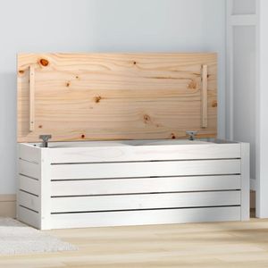 vidaXL Truhe Weiß 89x36,5x33 cm Massivholz Kiefer