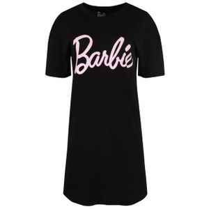 Barbie Nachthemd für Damen, schwarz, aus Baumwolle, kurzärmelig XS