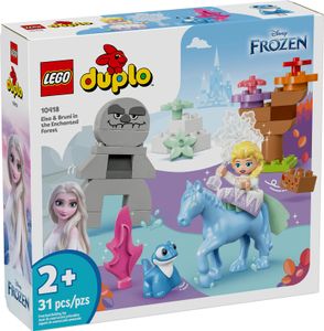 LEGO DUPLO | Disney Elsa und Bruni im Zauberwald, Eiskönigin-Spielzeug mit 4 Figuren für 2-jährige Kleinkinder, Vorschule-Geschenk für Mädchen und Jungen ab 2 Jahren, basiert auf Frozen 2 10418