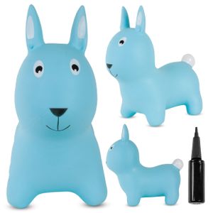 SUN BABY skákací zvířátka od 1 roku s pumpičkou nafukovací skákací hračka z vysoce kvalitní a odolné gumy modrý králík