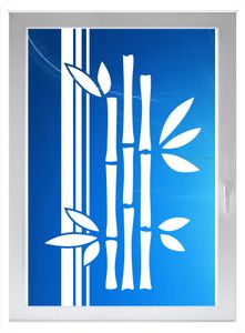 INDIGOS UG - schöne Bambus - Farbe: weiss - 96x54 cm - Sichtschutzfolie - Fensterfolie - Glasdekorfolie - für die Küche, schöne Bambus ans Fenster
