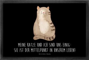 Mr. & Mrs. Panda Fußmatte Katze Sitzen 40 x 60 cm - Schwarz - Geschenk, Gummimatte, Fussmatten, Katzen, Mieze, Kater, Haustürmatte, Fußabstreifer, Fußmatte waschbar