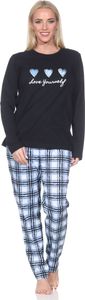 Normann Damen Schlafanzug mit karierter Pyjama-Hose aus Jersey - auch in Übergrößen ; dunkelgrau , 56 Normann Damen Schlafanzug mit karierter Pyjama-Hose aus Jersey - auch in Übergrößen ; dunkelgrau , 56