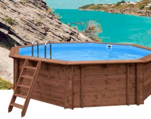 Hoch/vergrabener Pool - Holz (rund) - Bermuda D560 cm (20,07 m3)