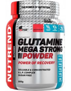 Nutrend Glutamine Mega Strong Powder 500 g Punsch + Cranberry / Glutamin / Glutaminpulver, angereichert mit Arginin und Leucin