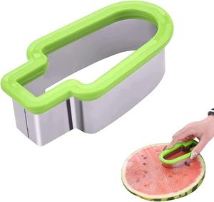 Eisform Wassermelonenschneider Eis am Stiel Wassermelonenschneider aus Edelstahl, DIY Obstschneider Werkzeug, Grün
