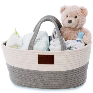 Baby Wickel-Organizer; Wickel-Tasche für Windeln & Wickel-Utensilien, tragbare Einkaufstasche Shopper aus 100% Baumwoll-Leinen
