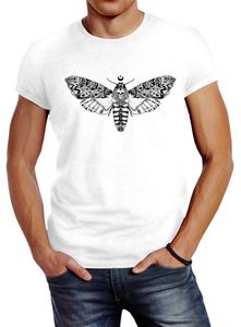 Herren T-Shirt Falter Schmetterling Butterfly Totenkopf Skull Atzec Neverless® weiß XS