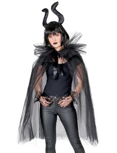 Tüll Umhang Cape für Damen - Farbauswahl - Accessoire Kostüm Teufel Hexe Vampir Halloween Fasching M Variante: 85038073