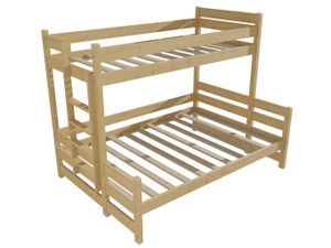 Patrová postel s rozšířeným spodním lůžkem PPS 003 (Rozměr: 90/140 x 200 cm, Umístění žebříku: vlevo, Barva dřeva: bezbarvý lak)