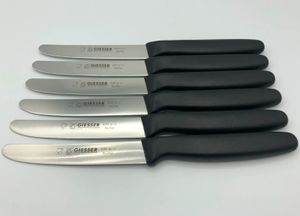6er Set Giesser Brötchenmesser Tomatenmesser Küchenmesser glatt Klinge 11cm - schwarz