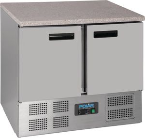 Polar Serie G Thekenkühltisch mit Marmorarbeitsfläche 2-türig 240L