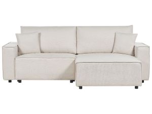 BELIANI Ecksofa Beige Stoffbezug L-förmig 3-Sitzer Schlafsofa Linksseitig mit Stauraum Chaiselongue Modern Wohnzimmer Ausstattung Wohnecke Sitzecke